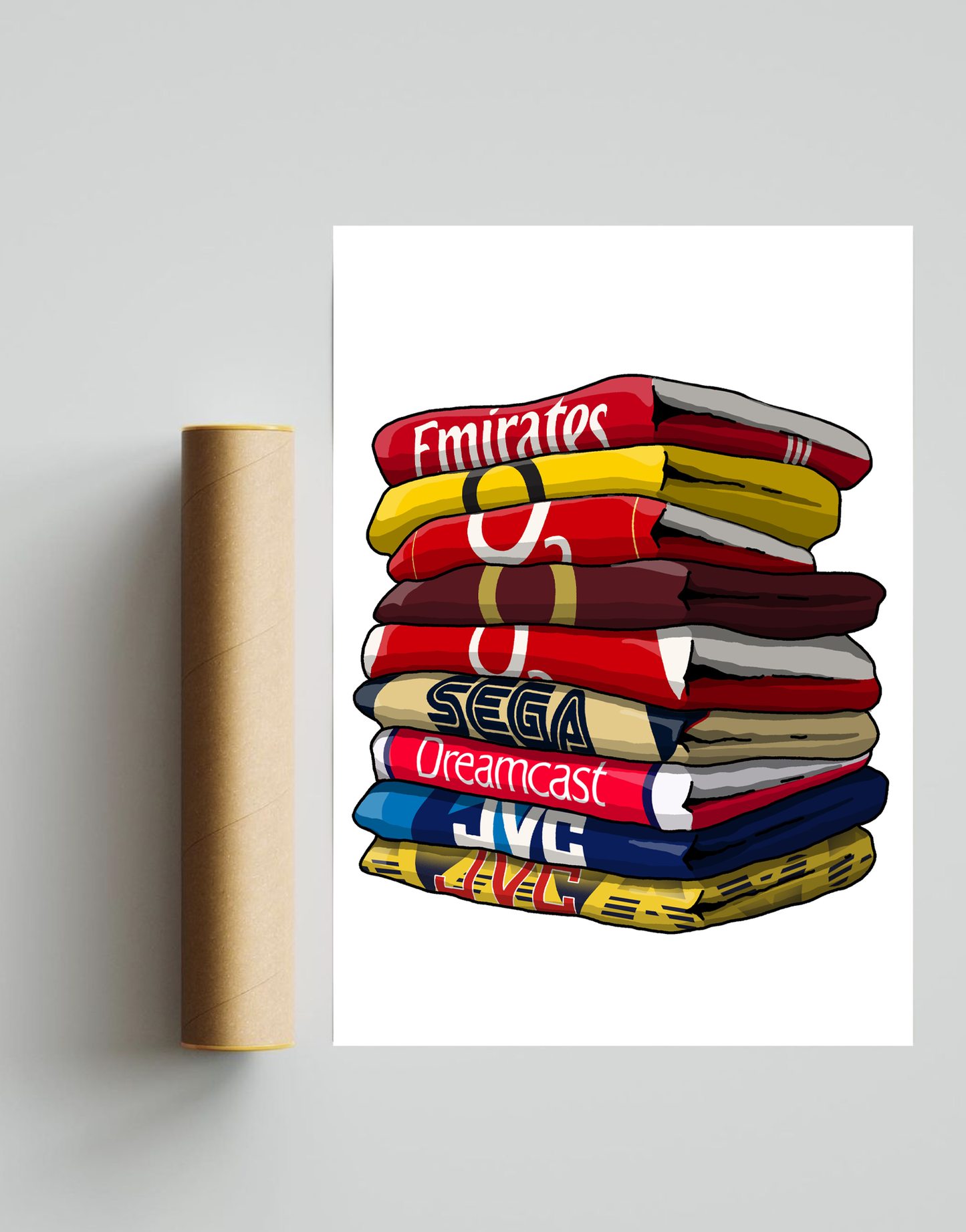 Arsenal Shirt Stack A4 Print