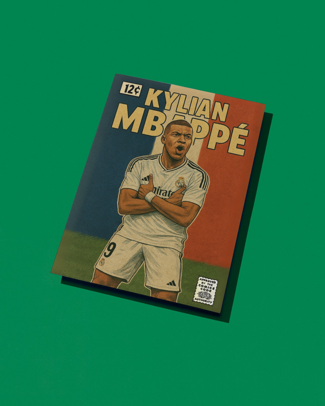 Kylian Mbappe Comic Book Style A3 Print