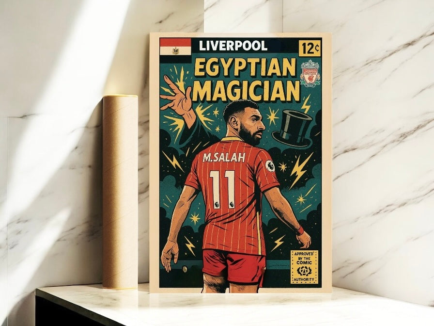 Mo Salah Comic Book Style A3 Print