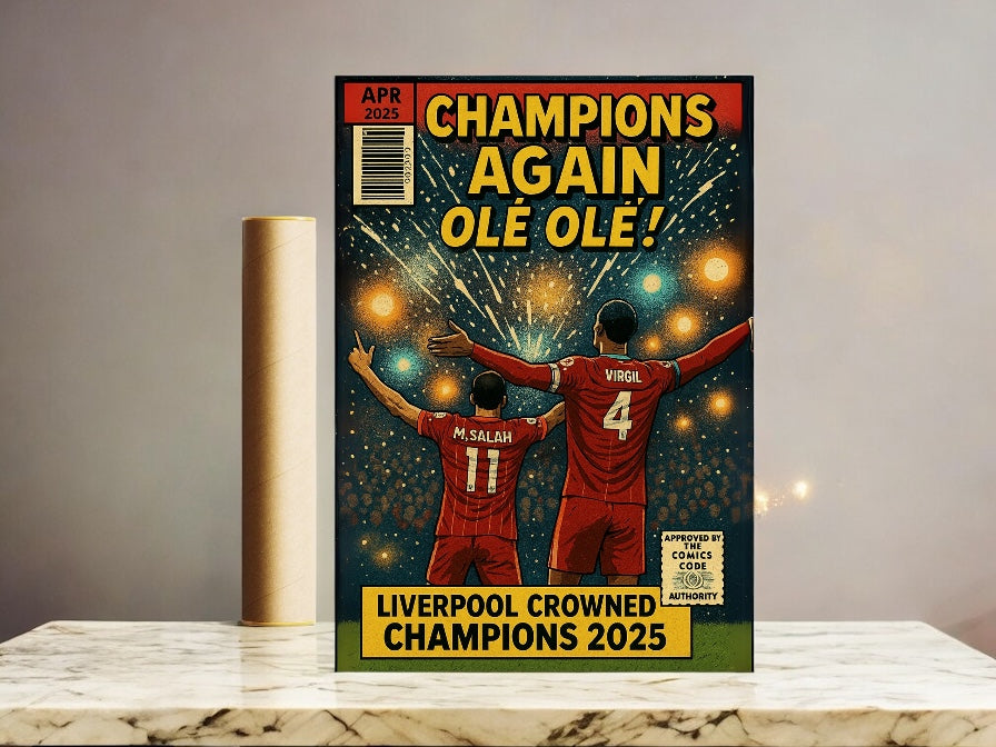 Liverpool PL Champions Comic Book A3 Print