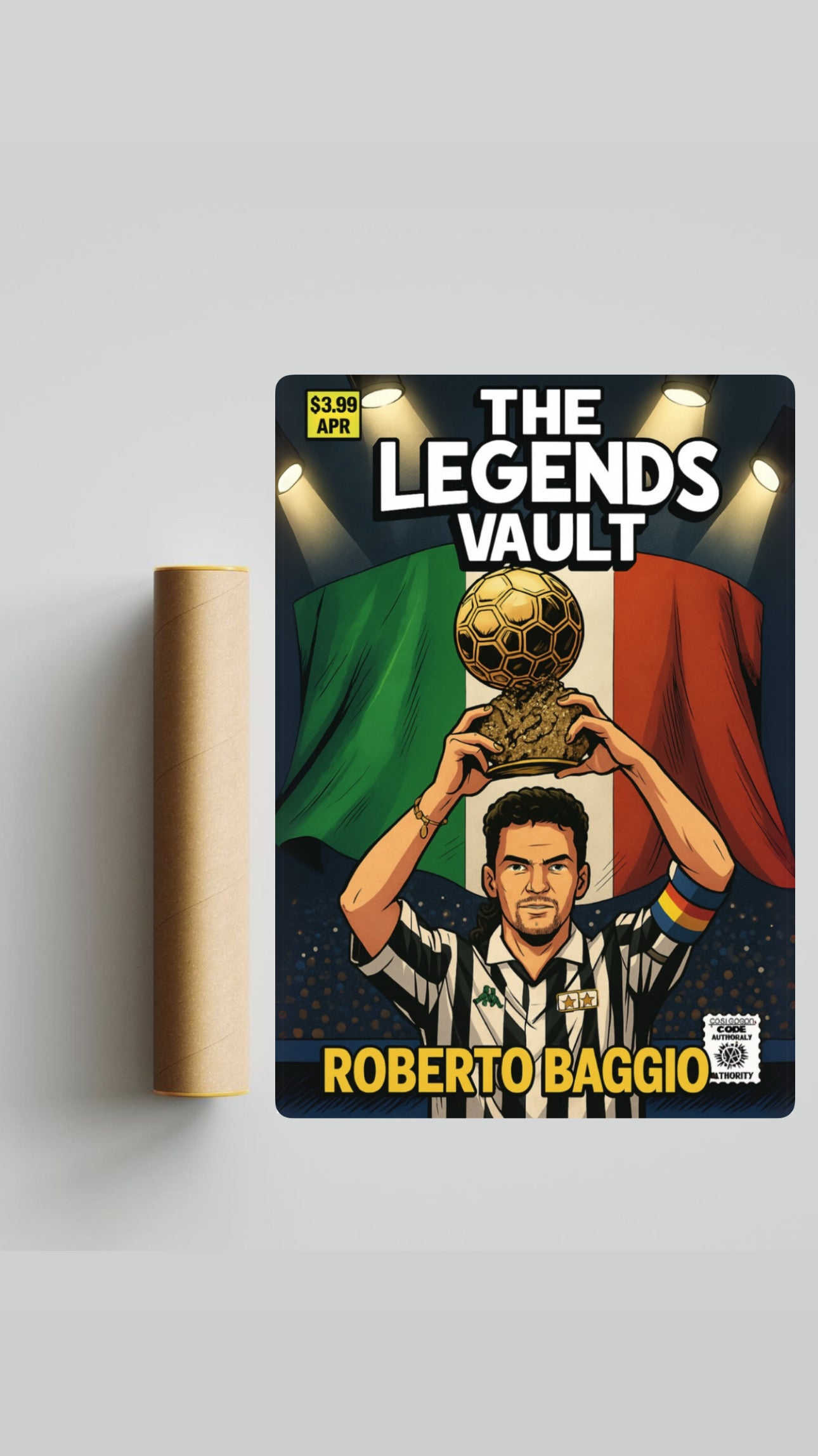 Roberto Baggio Ballon D’or Comic Book A3 Print