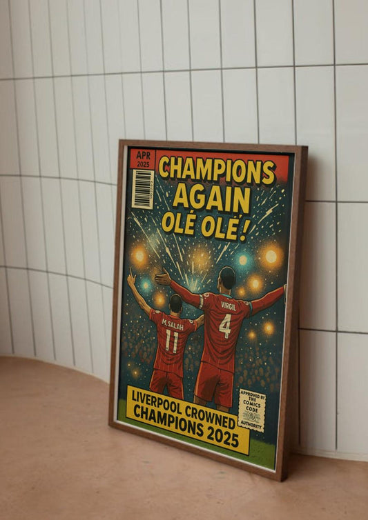 Liverpool PL Champions Comic Book A3 Print