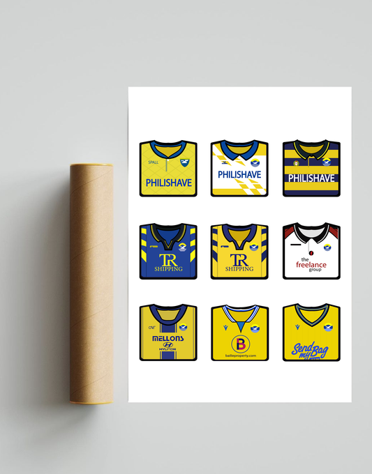 Bangor FC Kits A3 Print