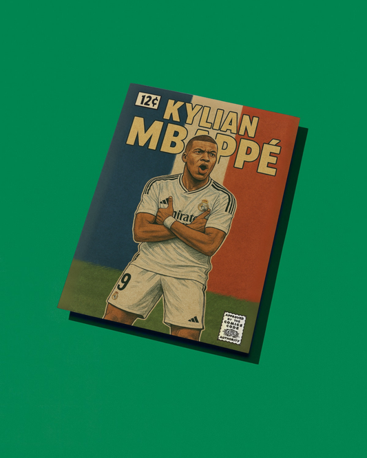 Kylian Mbappe Comic Book Style A3 Print