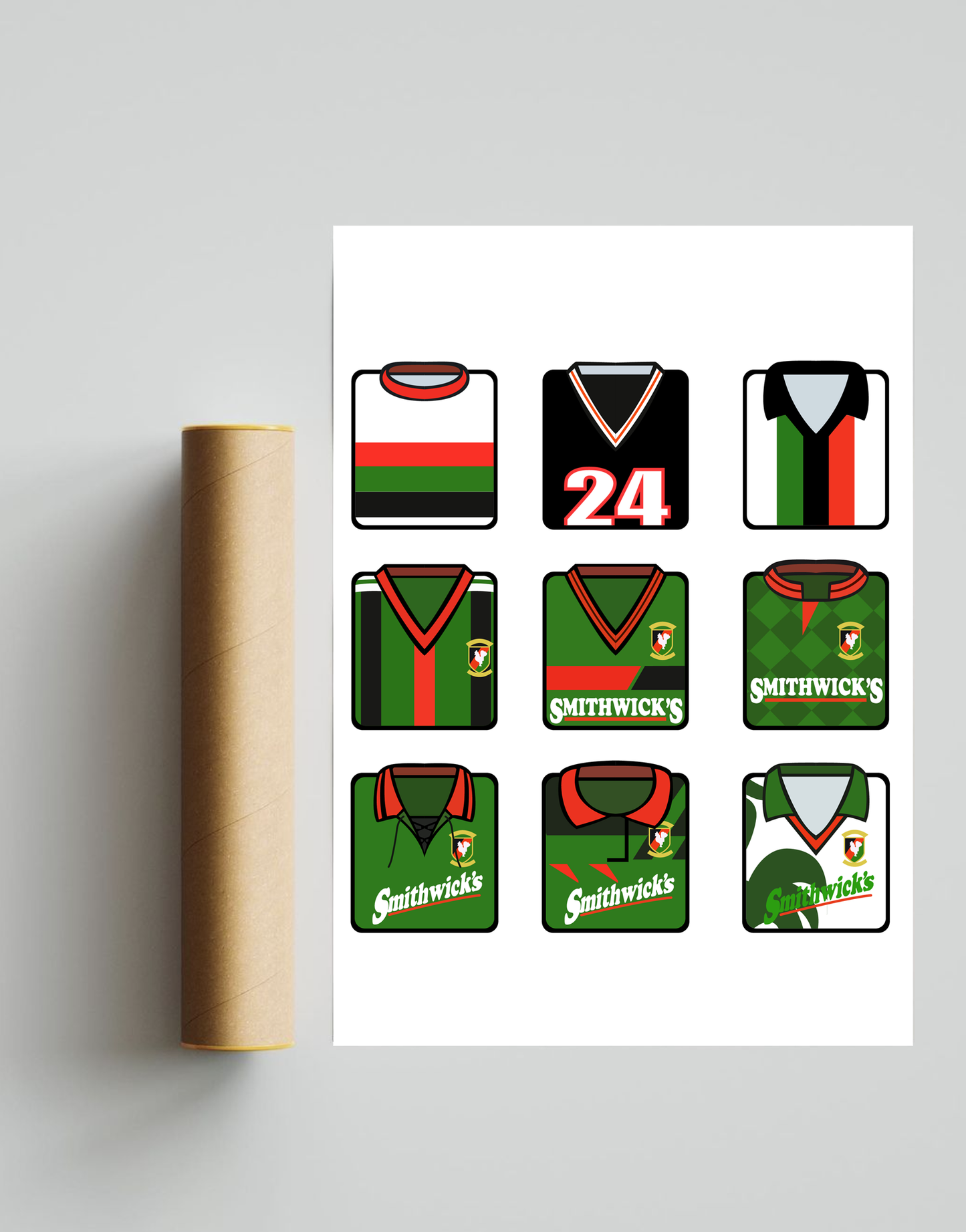 Glentoran Kits A3 Print