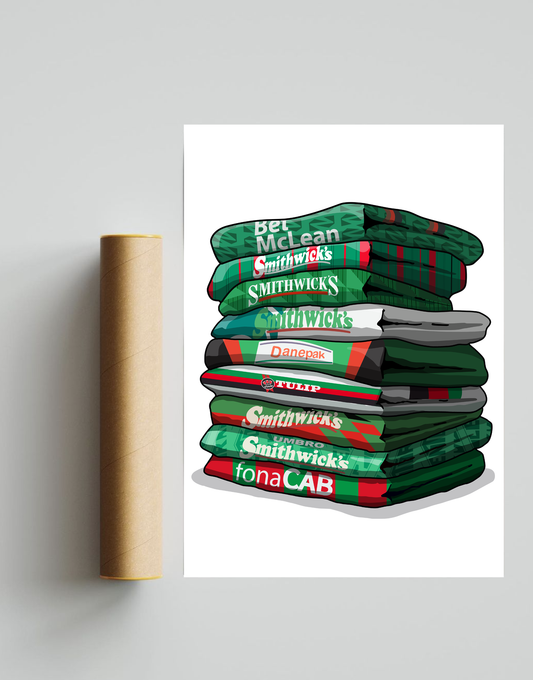 Glentoran Shirt Stack A4 Print