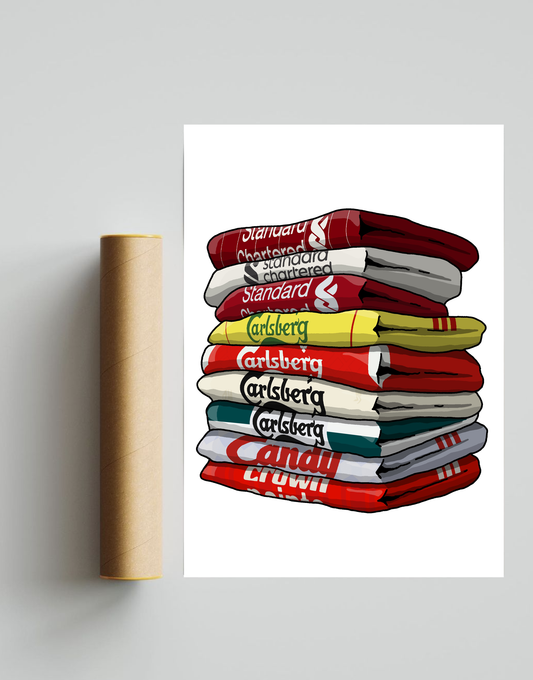 Liverpool Shirt Stack A4 Print