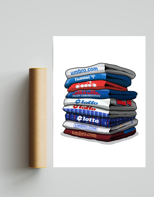 Linfield Shirt Stack A4 Print