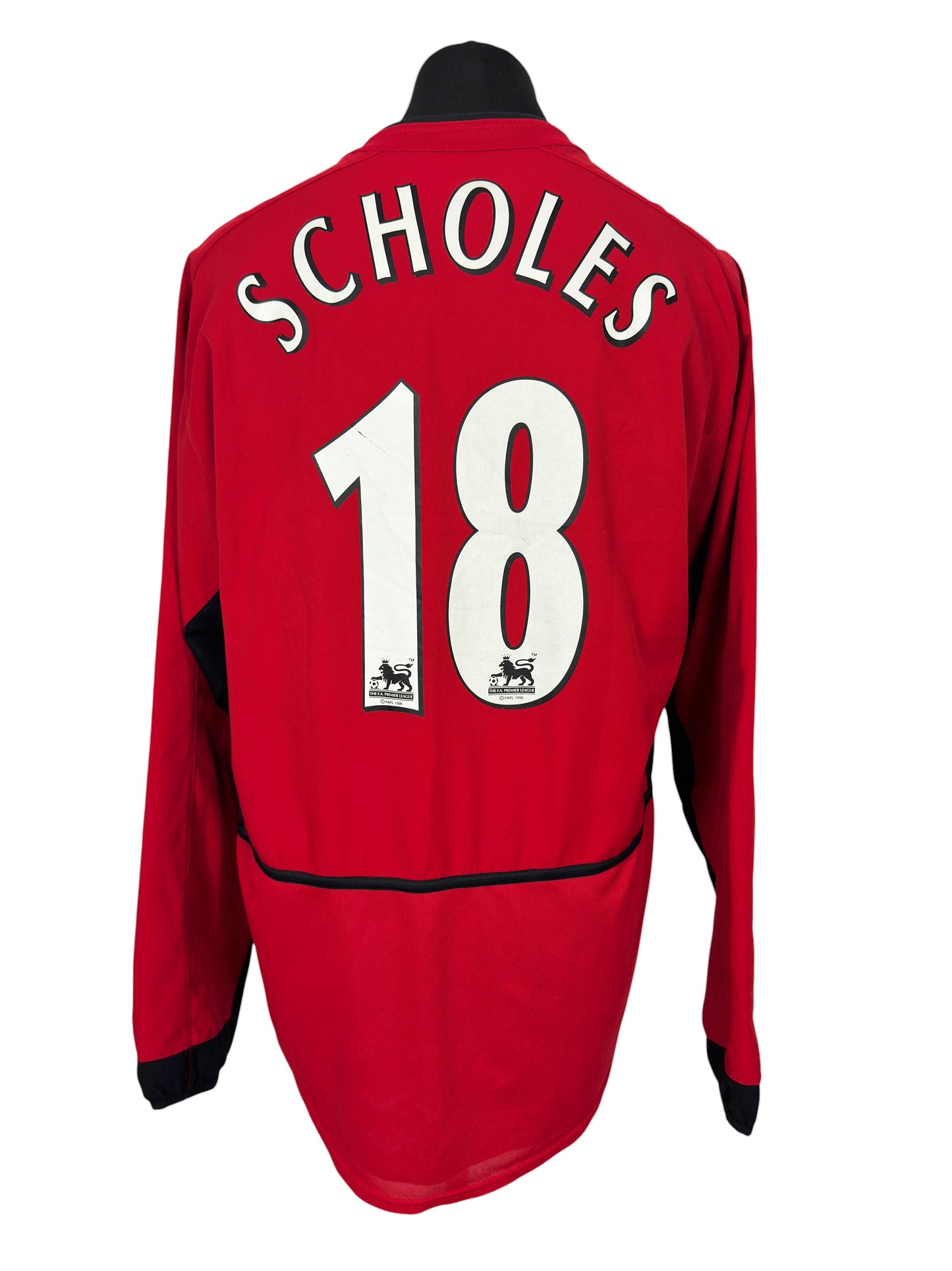2002-04 Manchester United L/S Home - Size XL - Scholes 18