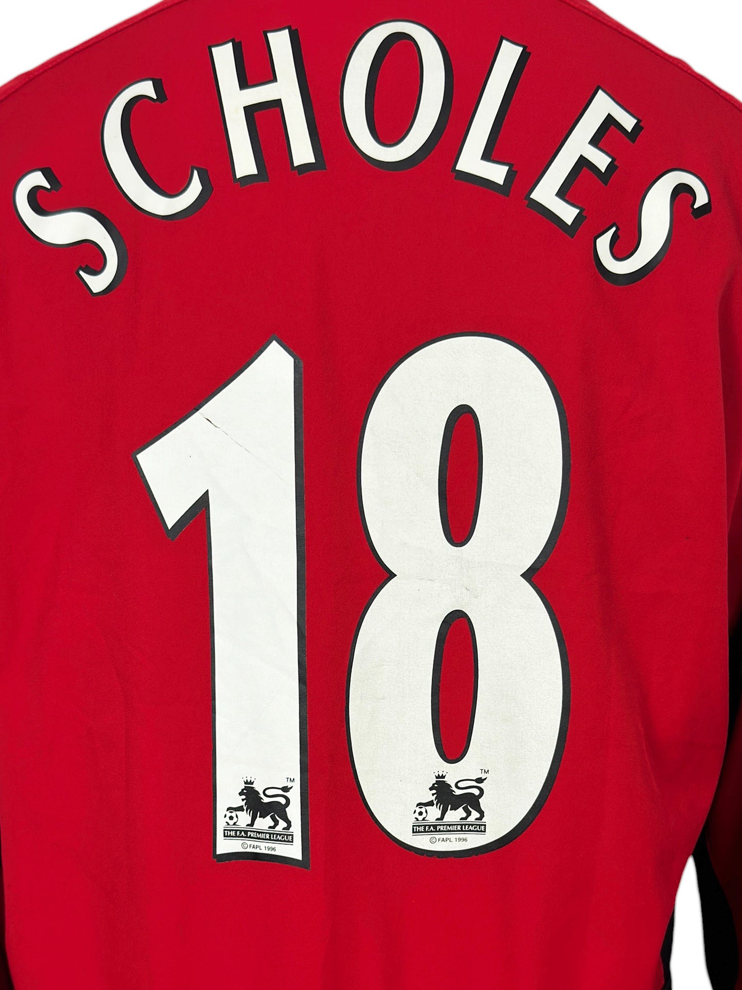 2002-04 Manchester United L/S Home - Size XL - Scholes 18
