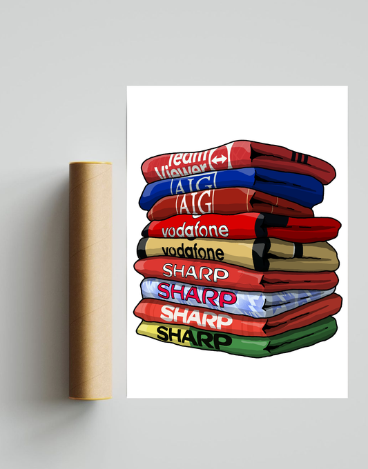 Manchester United Shirt Stack A4 Print