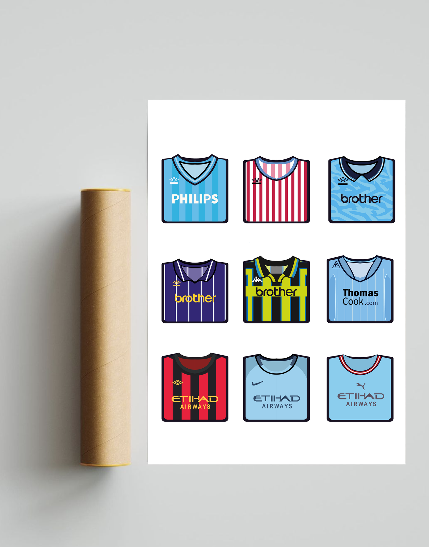 Manchester City Kits A3 Print