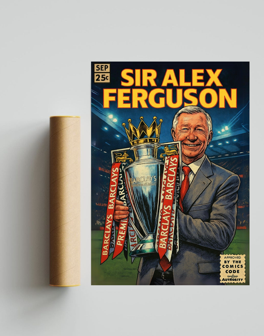 Sir Alex Ferguson Comic Book Style A3 Print