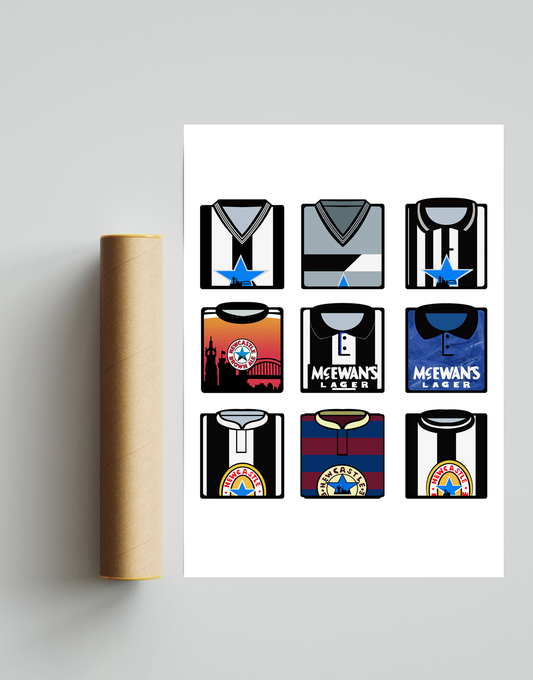 Newcastle United Kits A3 Print